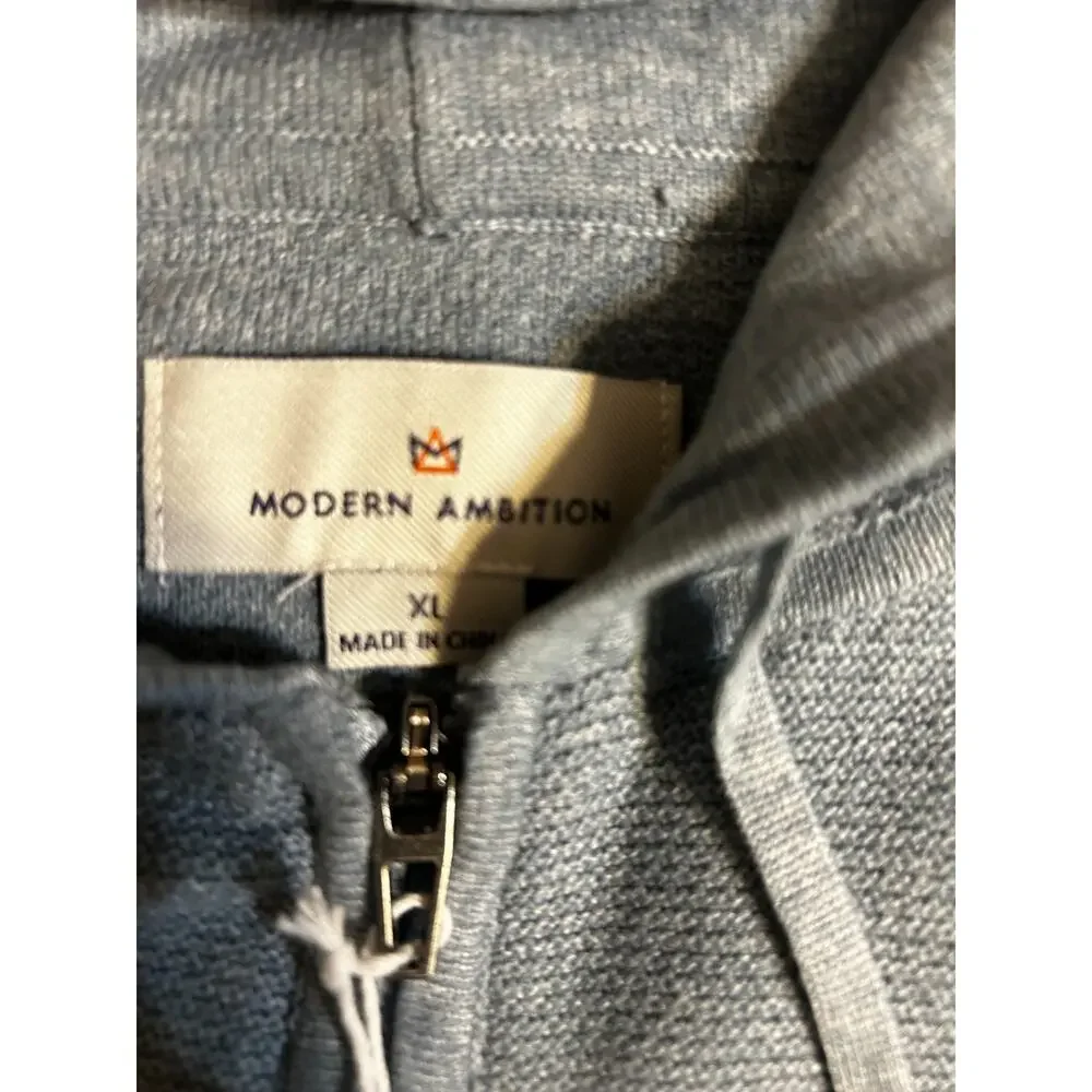 Modern Ambition Men's Full Zip Hooded Sweater Blue XL